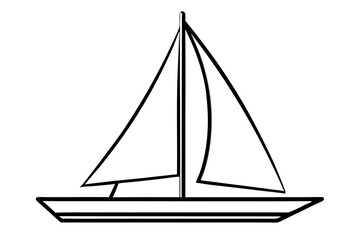 Modern Vector Illustration of a Sleek Sailboat Featuring Simple Clean Lines for Designers
