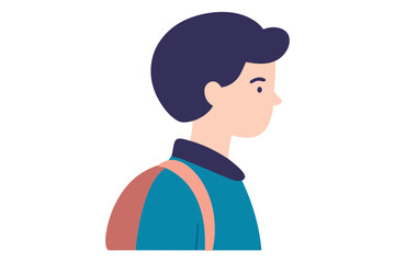 Simple Person Icon with Backpack Walking in Nature Vector Illustration for Outdoor Adventures
