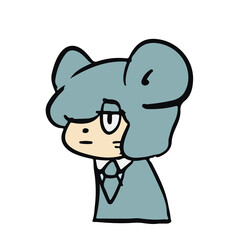 水色の可愛いゆるキャラの表情豊かな手描きイラスト素材