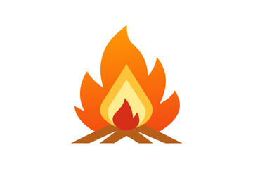 Vibrant Vector Illustration of a Simple Campfire with Clean Triangular Flames for Camping Scenes

