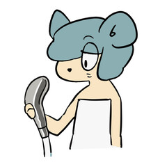 水色の可愛いゆるキャラの表情豊かな手描きイラスト素材