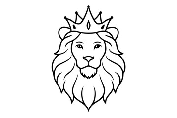 Obraz premium Stunning Vector Illustration Featuring a Regal Lion Wearing a Detailed Crown on Its Head 