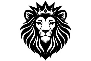 Fototapeta premium Vector Illustration of a Regal Lion with a Detailed Crown on Its Head Symbolizing Strength 