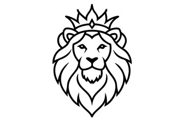 Vector Illustration of a Regal Lion with a Detailed Crown on Its Head Symbolizing Strength
