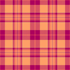 Invite background textile fabric, patterned tartan check plaid. Season texture vector pattern seamless in orange and pink colors.