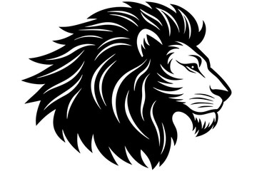 Fototapeta premium Stunning Vector Illustration of a Detailed Side Profile of a Lion Head with Flowing Mane 