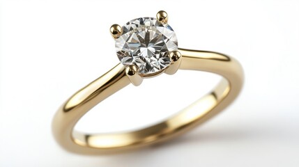 Yellow gold diamond ring set in a white engagement solitaire style