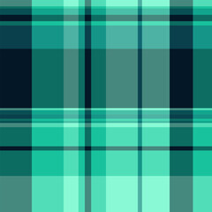 Curve check fabric pattern, wrapping vector tartan plaid. Mat textile texture seamless background in teal and dark colors.