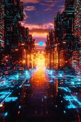 Obraz premium Futuristic Digital Art Inspired Poster Design