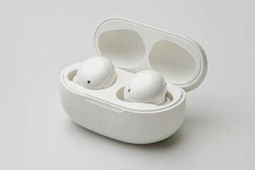White Wireless Earbuds in Charging Case
