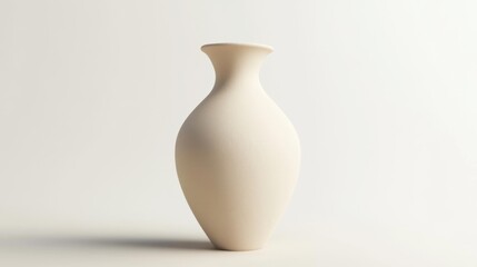 Minimalistic beige ceramic vase isolated on white background ideal for modern home decor or interior design projects. Generative AI
