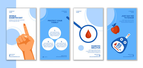 Diabetes Prevention Campaign Flat Cartoon HandDrawn Social Media Stories Illustration