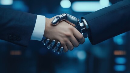 Handshake Between Human and Robot in a Futuristic Business Setting