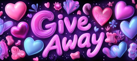 Vibrant giveaway design with colorful hearts and decorative elements