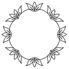round floral frame outline coloring book page line art drawing