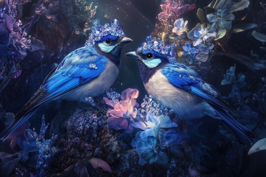 Jeweled jays joyously joining jubilant journeys 