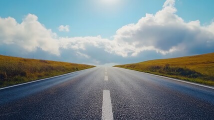 Naklejka premium A straight road stretches into the distance, symbolizing progress and new beginnings in your journey of self-reflection