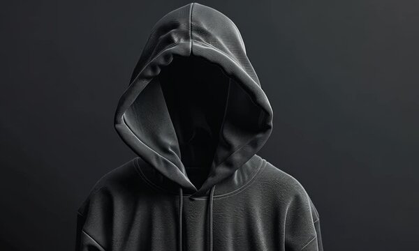 A plain black hoodie jacket is showcased against a neutral backdrop, perfect for mockup design needs. Its simplicity making it versatile for various branding or design projects