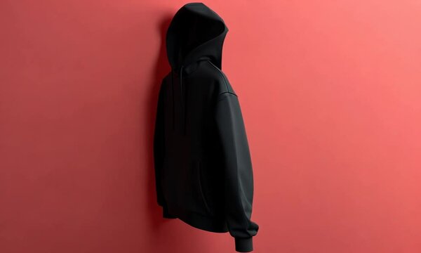 plain black hoodie jacket, suitable for mockup design needs. Generative AI