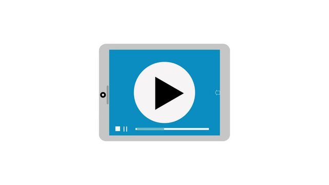 Video play button , music play button animation on white background. 