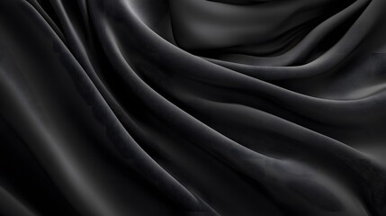 Fototapeta premium Black textures wallpaper with abstract, smooth silk waves pattern