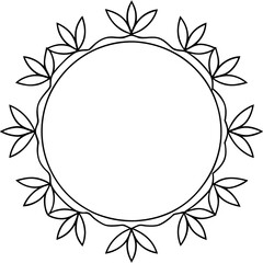 round floral frame silhouette outline coloring book page line art drawing