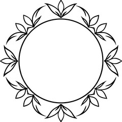 round floral frame silhouette outline coloring book page line art drawing