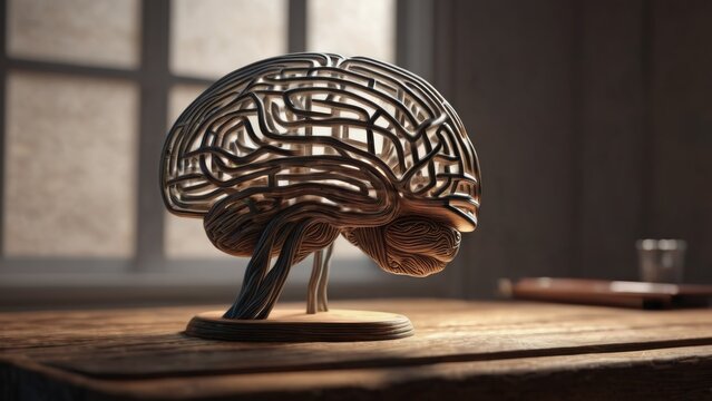 Human brain and light coming from within. Conceptual basis for connecting modern technologies and medicine. The photo was taken using AI tools.