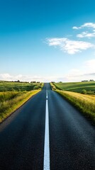 Fototapeta premium A straight road stretches into the distance, symbolizing progress and new beginnings in your journey of self-reflection