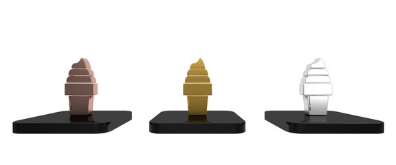 Fototapeta premium Colorful Ice cream in waffle cone icon isolated on white background. Sweet symbol. Minimalism concept. 3D render illustration