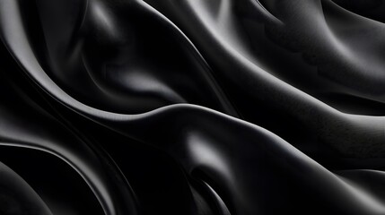 Black textures wallpaper with abstract, smooth silk waves pattern