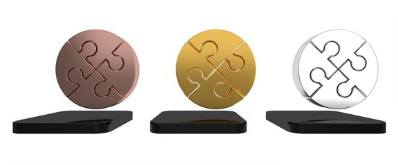 Colorful Piece of puzzle icon isolated on white background. Business, marketing, finance, template, layout, infographics, internet concept. Minimalism concept. 3D render illustration