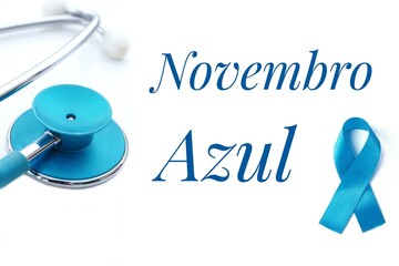 Portugueses novembro Azul prostate cancer awareness poster featuring the text 