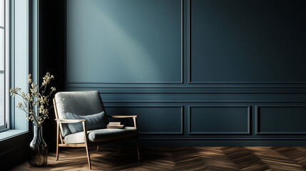 Stylish Interior Design Background. Industrial Living Room. Generative AI
