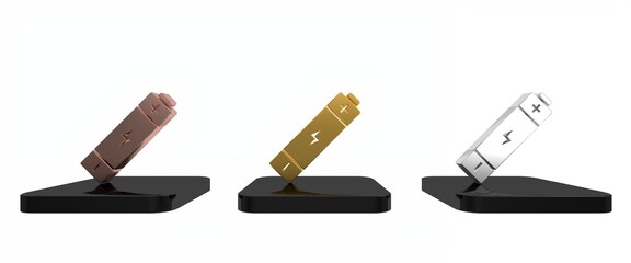 Colorful Battery icon isolated on white background. Lightning bolt symbol. Minimalism concept. 3D render illustration