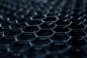 Obraz premium Close-up of hexagonal mesh structure in dark lighting