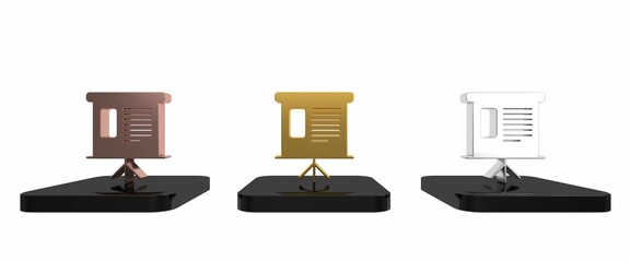 Colorful Presentation financial business board with graph, schedule, chart, diagram, infographic, pie graph icon isolated on white background. Minimalism concept. 3D render illustration