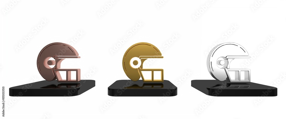 Canvas Prints Colorful American football helmet icon isolated on white background. Minimalism concept. 3D render illustration