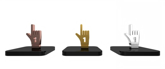 Colorful Number 1 one fan hand glove with finger raised icon isolated on white background. Symbol of team support in competitions. Minimalism concept. 3D render illustration