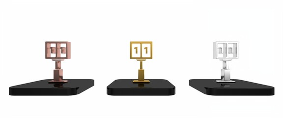 Colorful Sport football mechanical scoreboard and result display icon isolated on white background. Minimalism concept. 3D render illustration