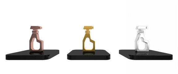 Colorful Cleaning spray bottle with detergent liquid icon isolated on white background. Minimalism concept. 3D render illustration