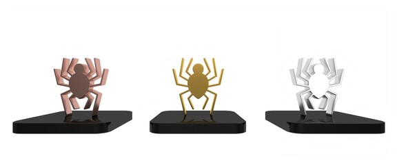 Colorful Spider icon isolated on white background. Happy Halloween party. Minimalism concept. 3D render illustration