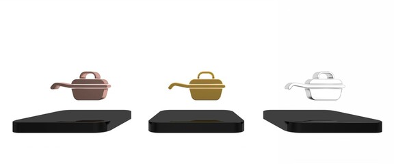 Colorful Frying pan icon isolated on white background. Fry or roast food symbol. Minimalism concept. 3D render illustration