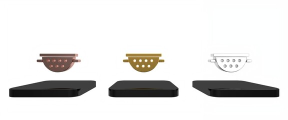 Colorful Kitchen colander icon isolated on white background. Cooking utensil. Cutlery sign. Minimalism concept. 3D render illustration