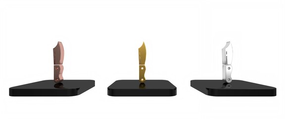 Fototapeta premium Colorful Military knife icon isolated on white background. Minimalism concept. 3D render illustration