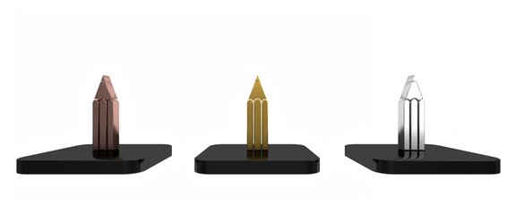 Colorful Pencil icon isolated on white background. Education sign. Drawing and educational tools. School office symbol. Minimalism concept. 3D render illustration