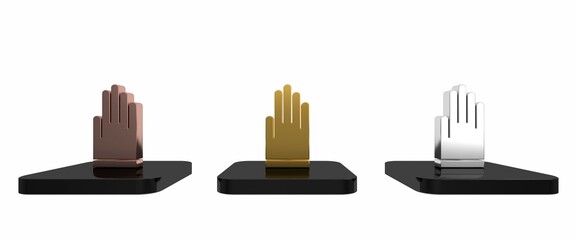 Colorful Gloves icon isolated on white background. Extreme sport. Diving underwater equipment. Minimalism concept. 3D render illustration