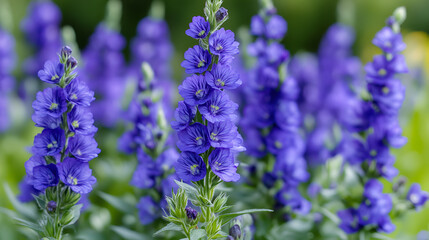 Vibrant purple flowers bloom in a lush garden during spring, creating a stunning display of nature's beauty