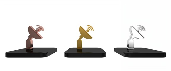 Colorful Radar icon isolated on white background. Search system. Satellite sign. Minimalism concept. 3D render illustration