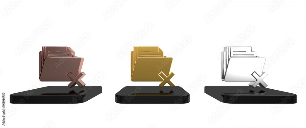 Poster colorful delete folder icon isolated on white background. folder with recycle bin. delete or error f